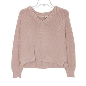 Madewell Arden Crop V-Neck Pullover Sweater Wisteria Dove Light Pink Womens S